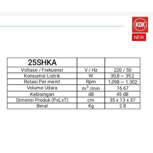 WALL MOUNTED KITCHEN EXHAUST FAN KDK 25SHKA